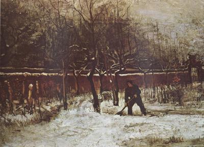 Vincent Van Gogh The Parsonage Garden at Nuenen in the Snow China oil painting art